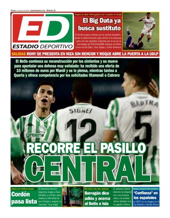 Portada ESTADIO DEPORTIVO viernes 31 julio 2020