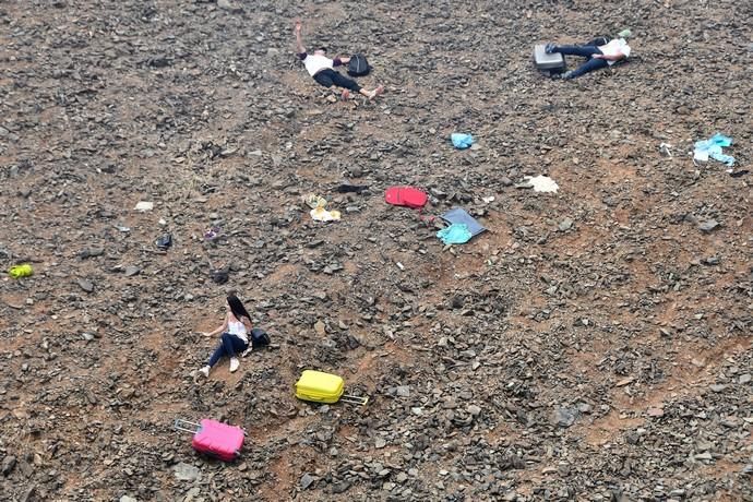 10/04/2019 SAN BARTOLOME DETIRAJANA. Simulacro accidente aéreo del Ejercito del Aire.  Fotógrafa: YAIZA SOCORRO.  | 10/04/2019 | Fotógrafo: Yaiza Socorro