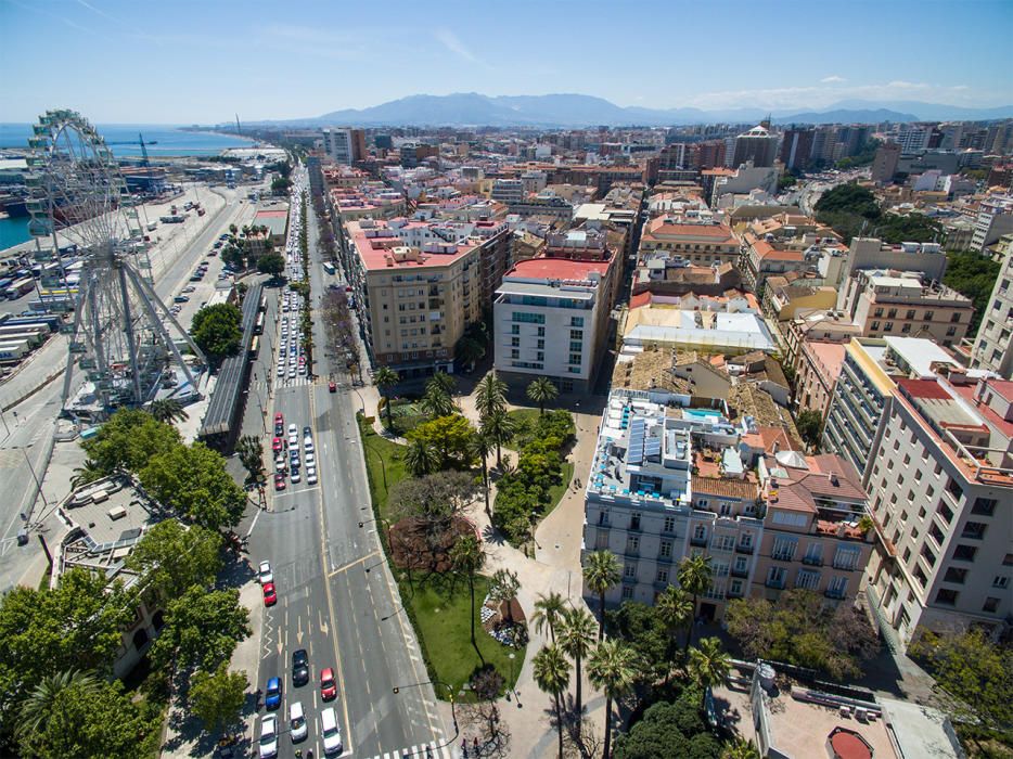 El centro de Málaga a vista de dron