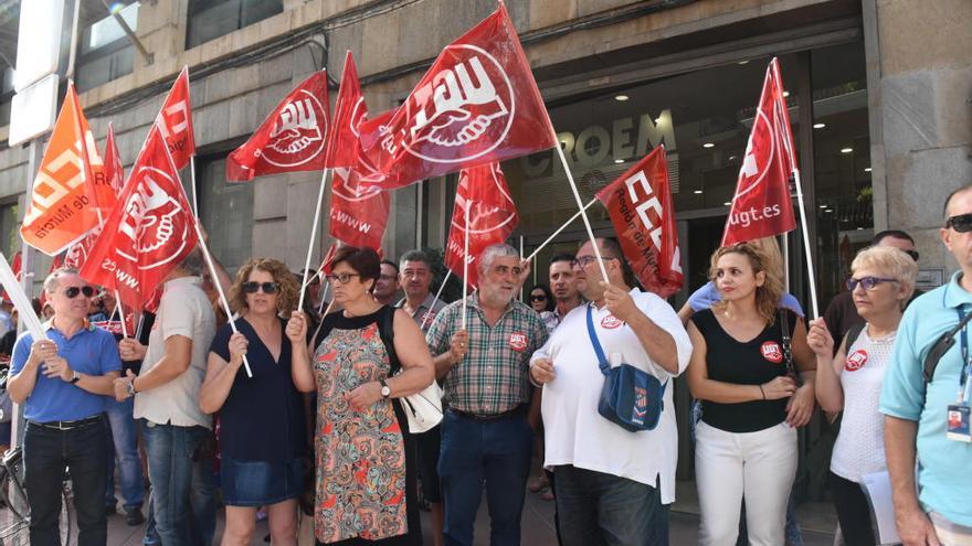 Protesta sindical para reclamar la negociación del convenio.