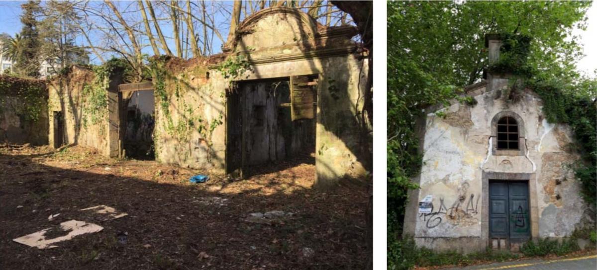 Restos de la capilla del pazo de Villa Celina.