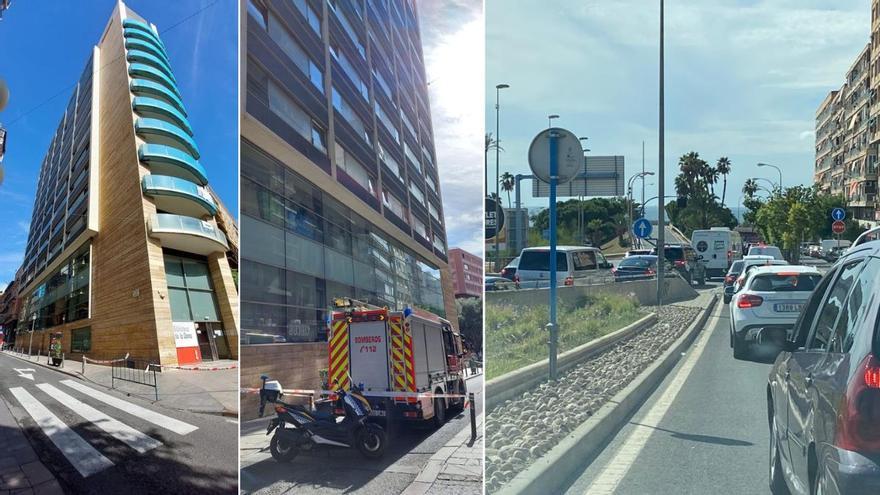El riesgo de desprendimientos en el edificio Prop de la Generalitat provoca un colapso de tráfico en Alicante
