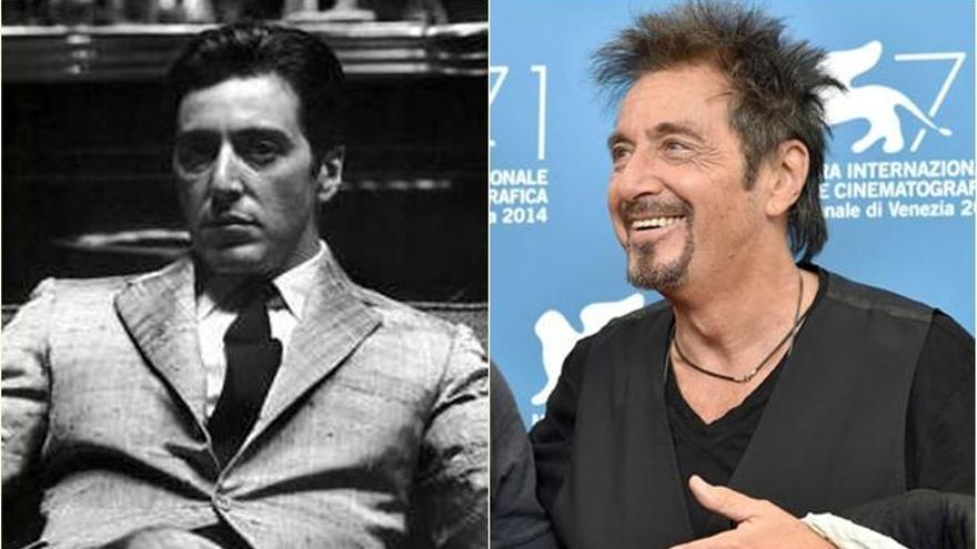 Pacino, en &#039;El Padrino&#039;, y en una imagen reciente.