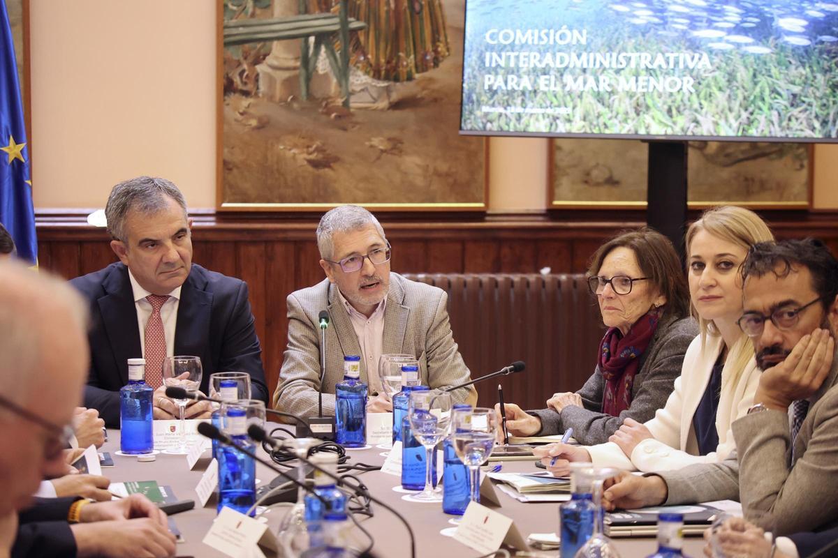 El secretario de Estado Hugo Morán, este martes en la Comisión Interadministrativa del Mar Menor, celebrada en el Casino de Murcia.