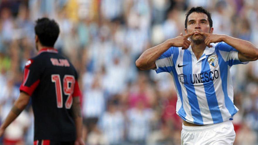 Imagen de Saviola en un Málaga-Dépor, que acabó 3-1.