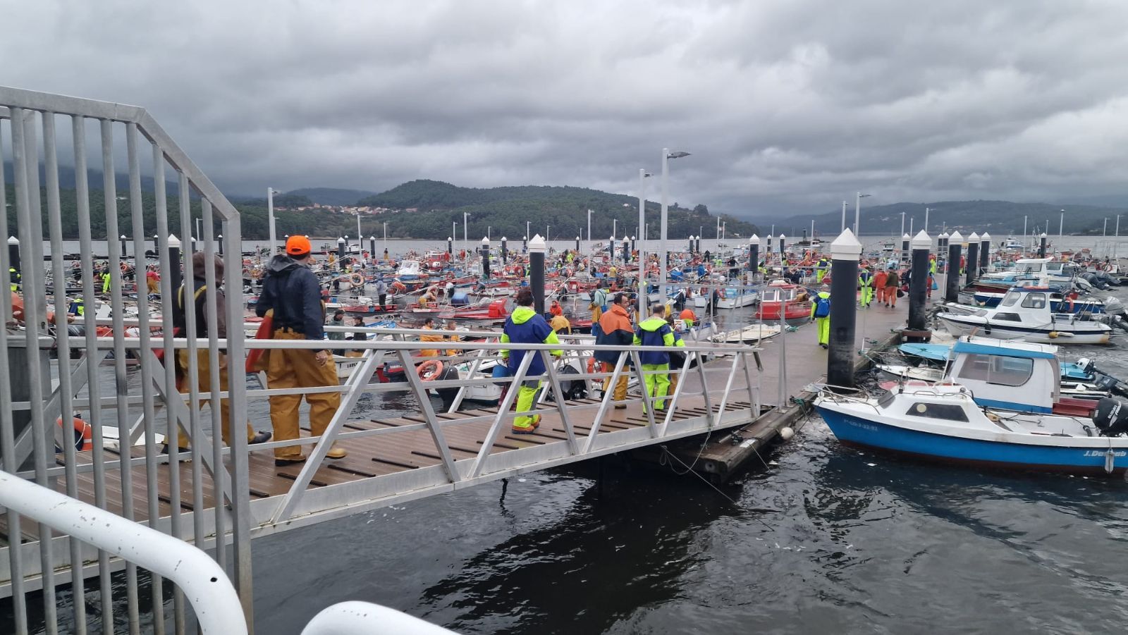 Así es el día a día en el puerto y la lonja de O Testal (Noia), donde cada vez se dan cita más mariscadores arousanos.