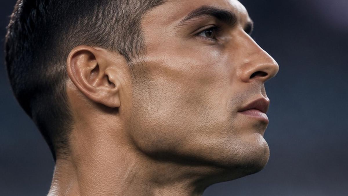 Plantilla de las facciones marcadas en la zona mandibular de Cristiano Ronaldo.