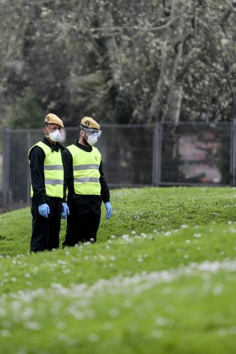 Coronavirus en Asturias: La UME, en Gijón