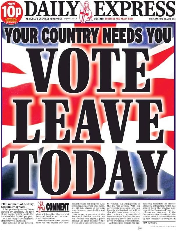 Portadas de los medios británicos sobre el 'brexit'