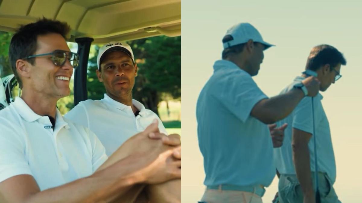 Rafa Nadal y Tom Brady jugando al golf