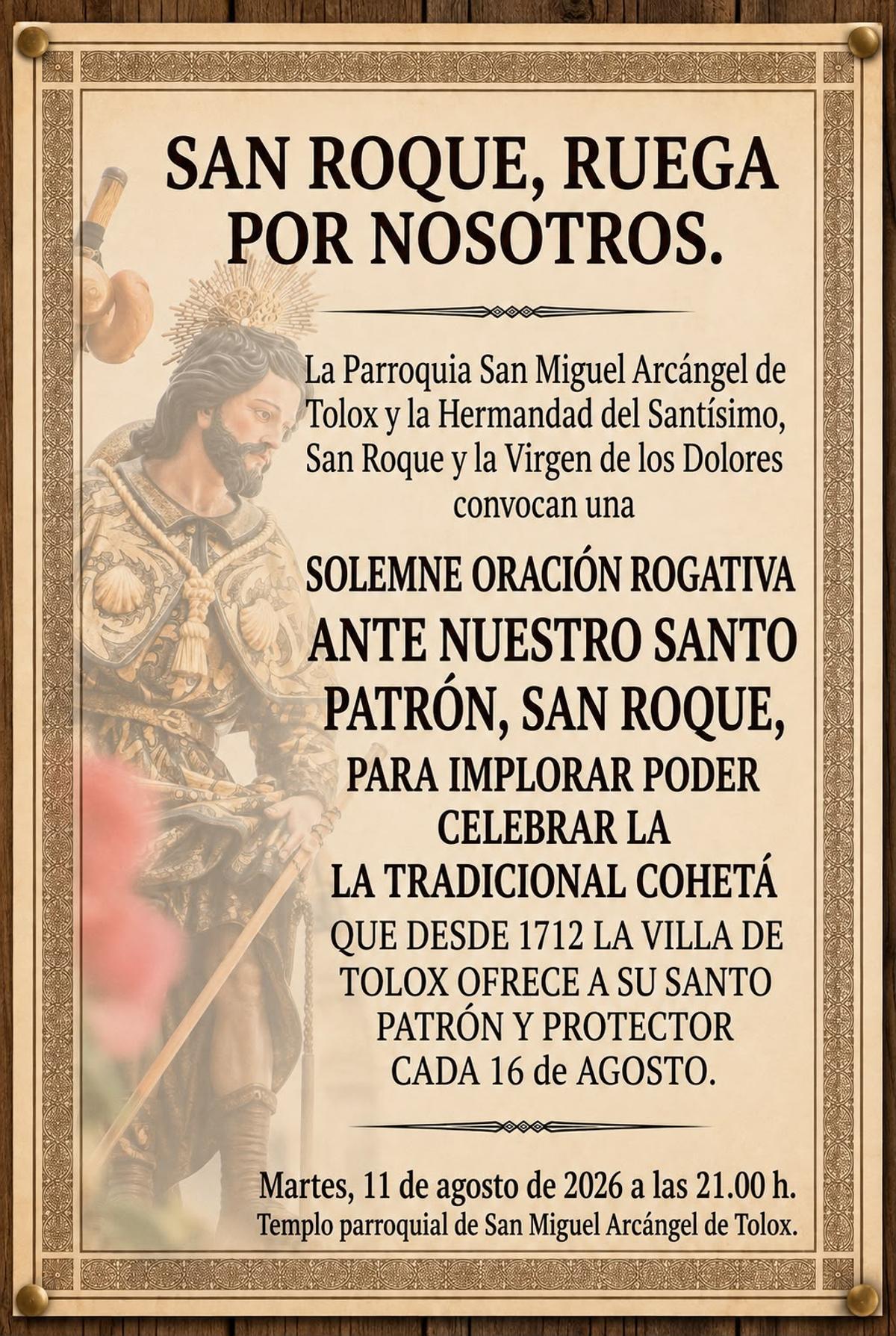 Convocatoria de la misa en la parroquia San Miguel Arcángel de Tolox.