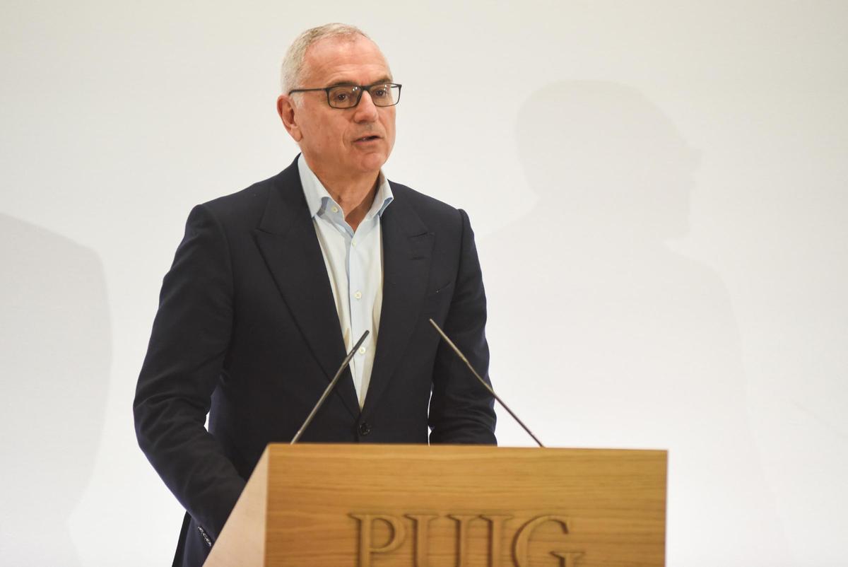 El presidente de Puig, Marc Puig, durante una rueda de prensa para presentar los resultados de 2025