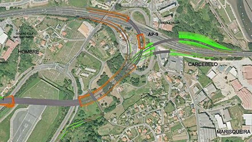 Propuesta elaborada por los afectados para la conexión entre la AP-9 y la tercera ronda.