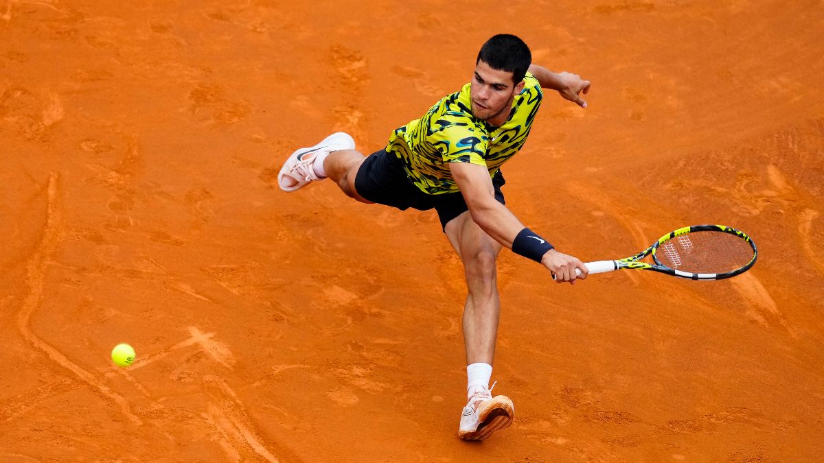 Alcaraz, durante su estreno en el Barcelona Open Banc Sabadell