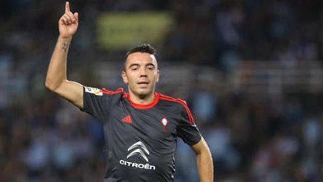 Iago Aspas celebra su primer gol frente a la Real. // LOF