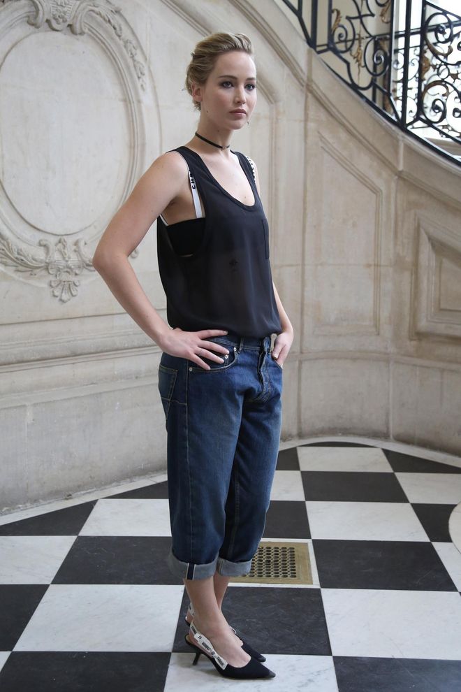 Jennifer Lawrence en el desfile de Dior primavera-verano 2017 en París