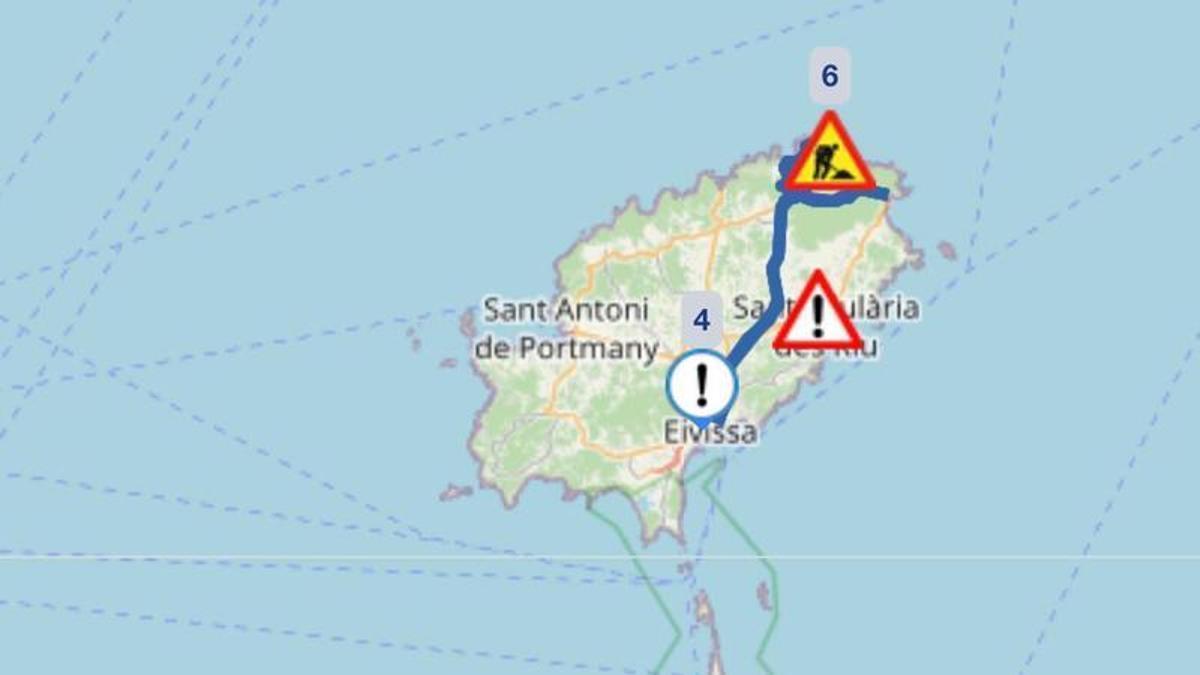Vista del mapa de la DGT a tiempo real.