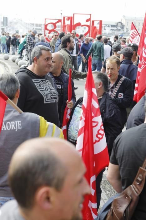 Protesta de los trabajadores del metal en Gijón.