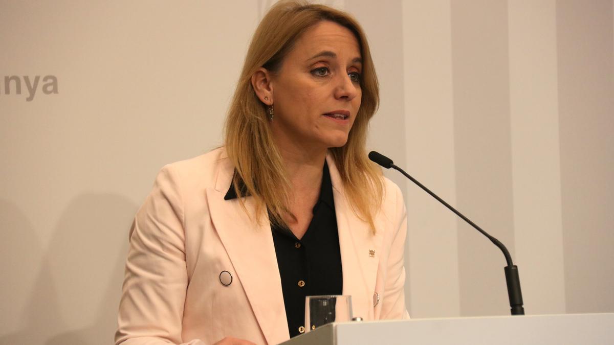 La consellera d'Economia i Hisenda, Natàlia Mas Guix, a la roda de premsa presentant el balanç del Pla de prevenció i reducció del frau fiscal 2019-2022, al Districte Administratiu.