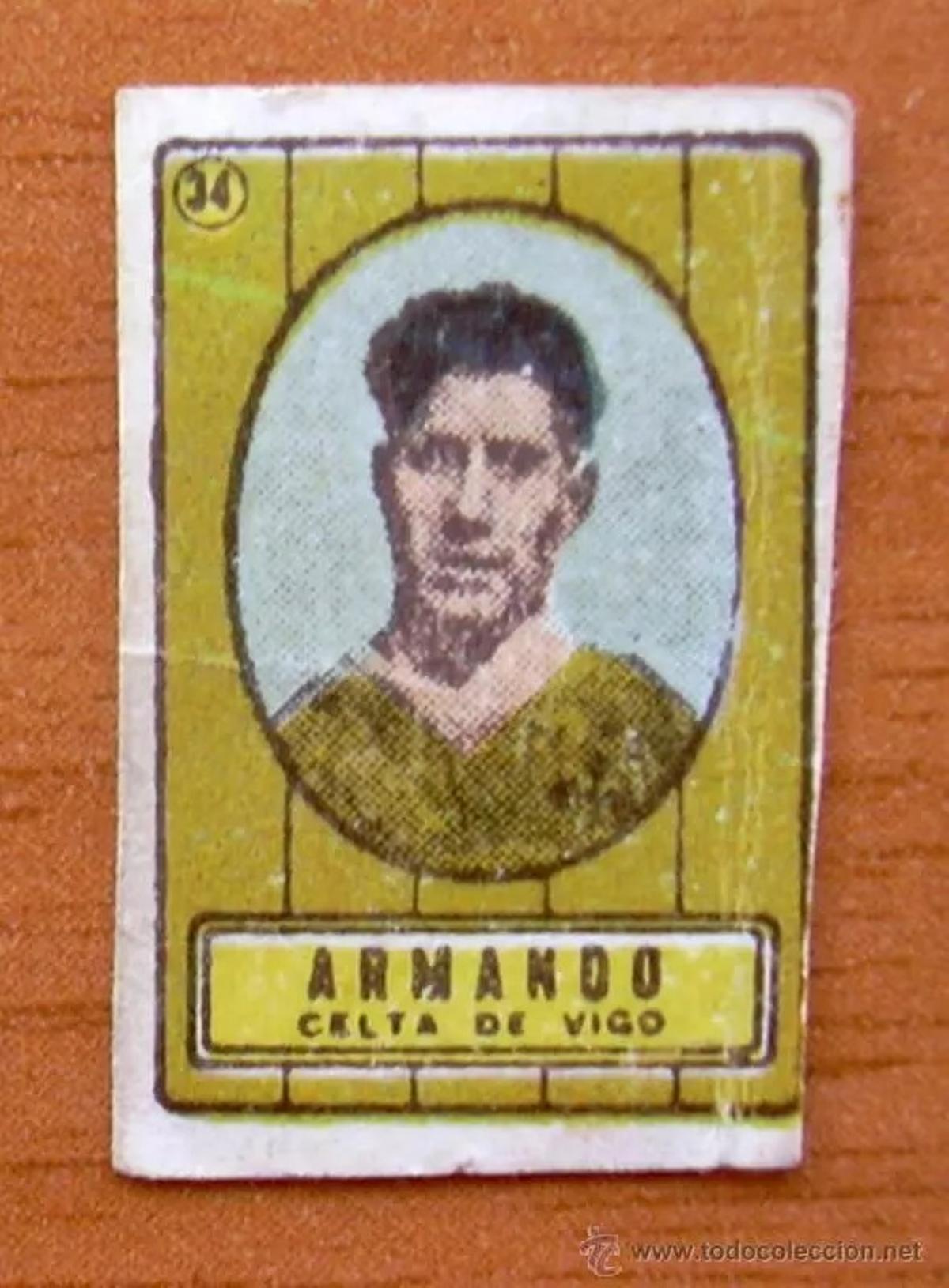 Cromo de Armando, jugador del Celta y la selección española, de 1935.