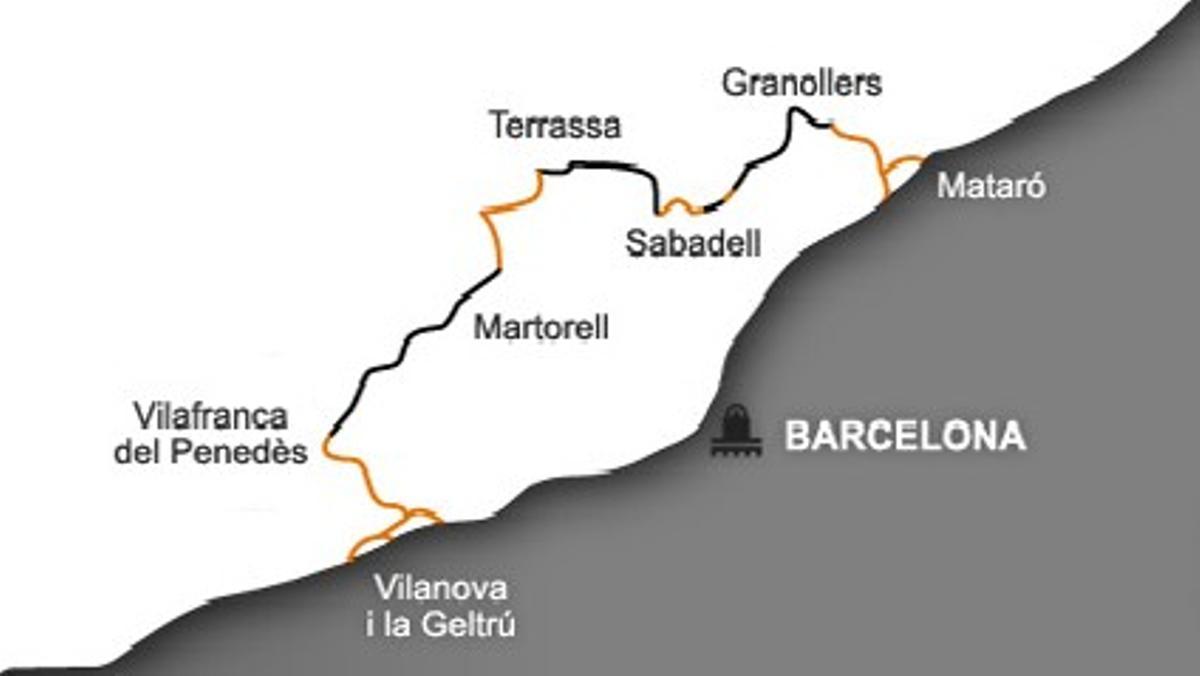 Ciudades que pretende comunicar el tren orbital sin pasar por Barcelona