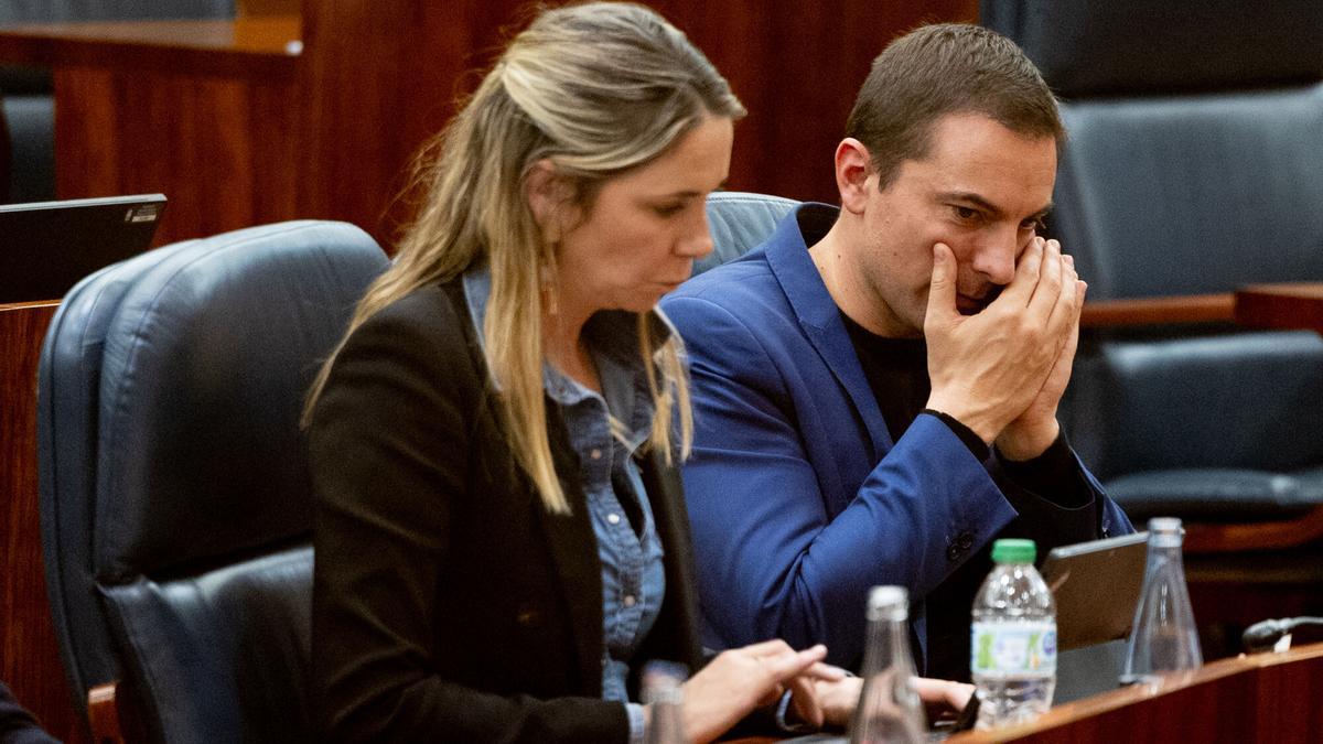 El exsecretario general del PSOE-M y exportavoz del PSOE en la Asamblea, Juan Lobato, durante el debate de presupuestos en la Asamblea de Madrid.
