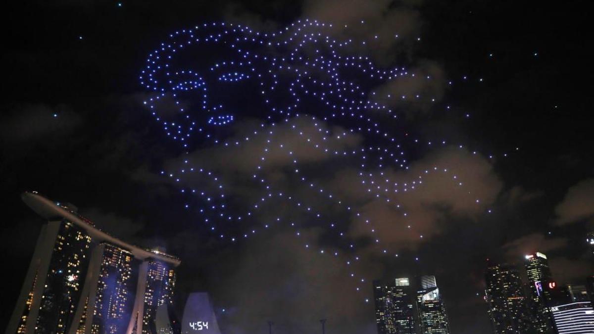 Espectáculo de drones en Singapur