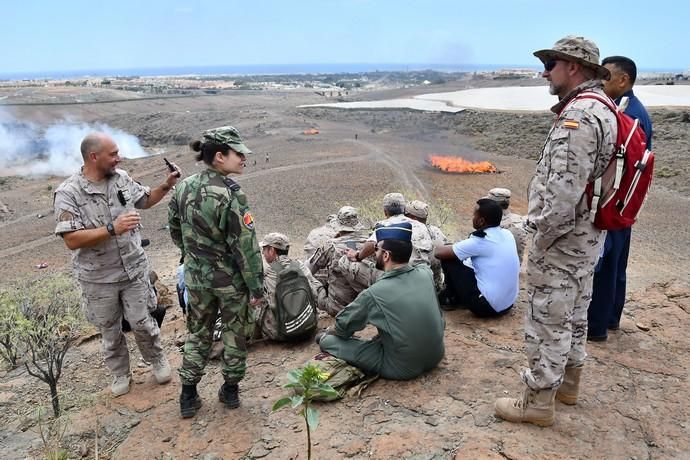 10/04/2019 SAN BARTOLOME DETIRAJANA. Simulacro accidente aéreo del Ejercito del Aire.  Fotógrafa: YAIZA SOCORRO.  | 10/04/2019 | Fotógrafo: Yaiza Socorro