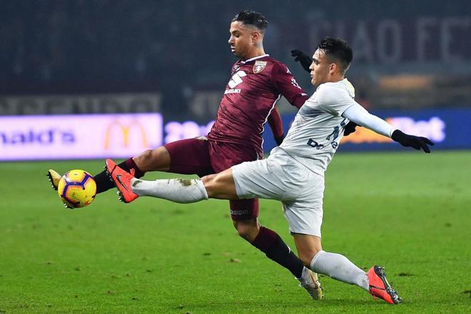 Lautaro Martínez en el partido de la Serie A italiana contra el Torino del 27 de enero de 2019. En las dos temporadas que ha disputado con el Inter ha jugado 69 partidos.