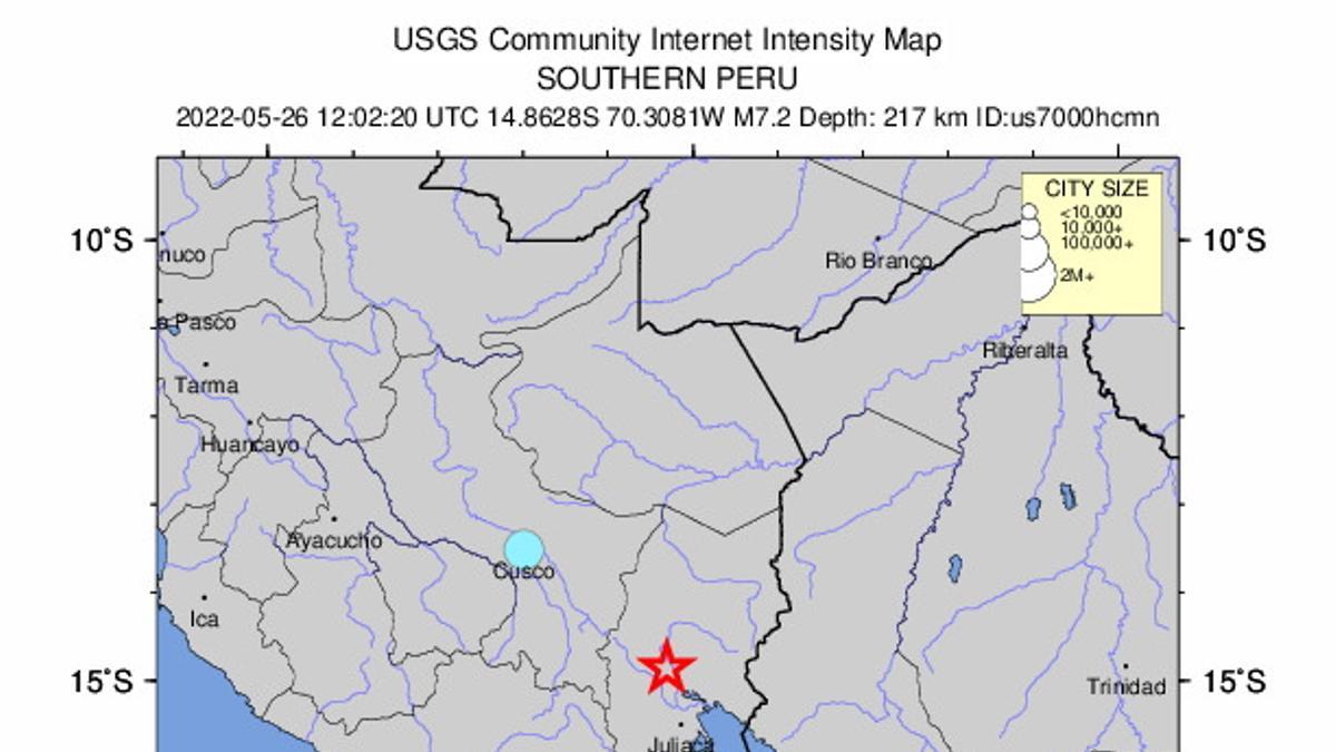 Localización del terremoto de Perú.