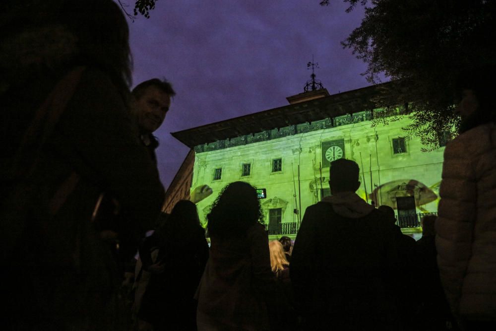 Palma "flipa" con el encendido de Navidad