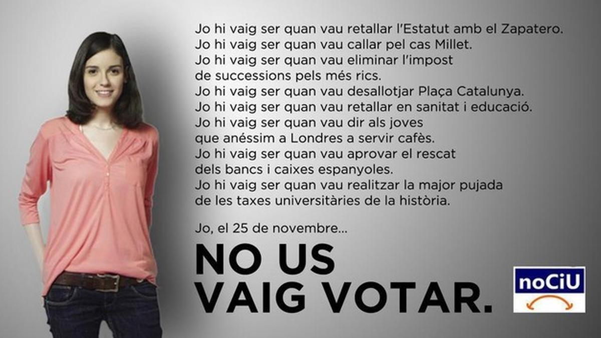 Una campaña en Twitter contesta al vídeo institucional del Govern: #NoUsVaigVotar