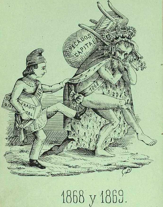 Ilustración que acompaña a El Herculino, alusiva á reclamación so sufraxio universal