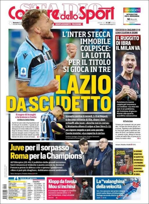 Portada Corriere Dello Sport 12 de enero de 2020