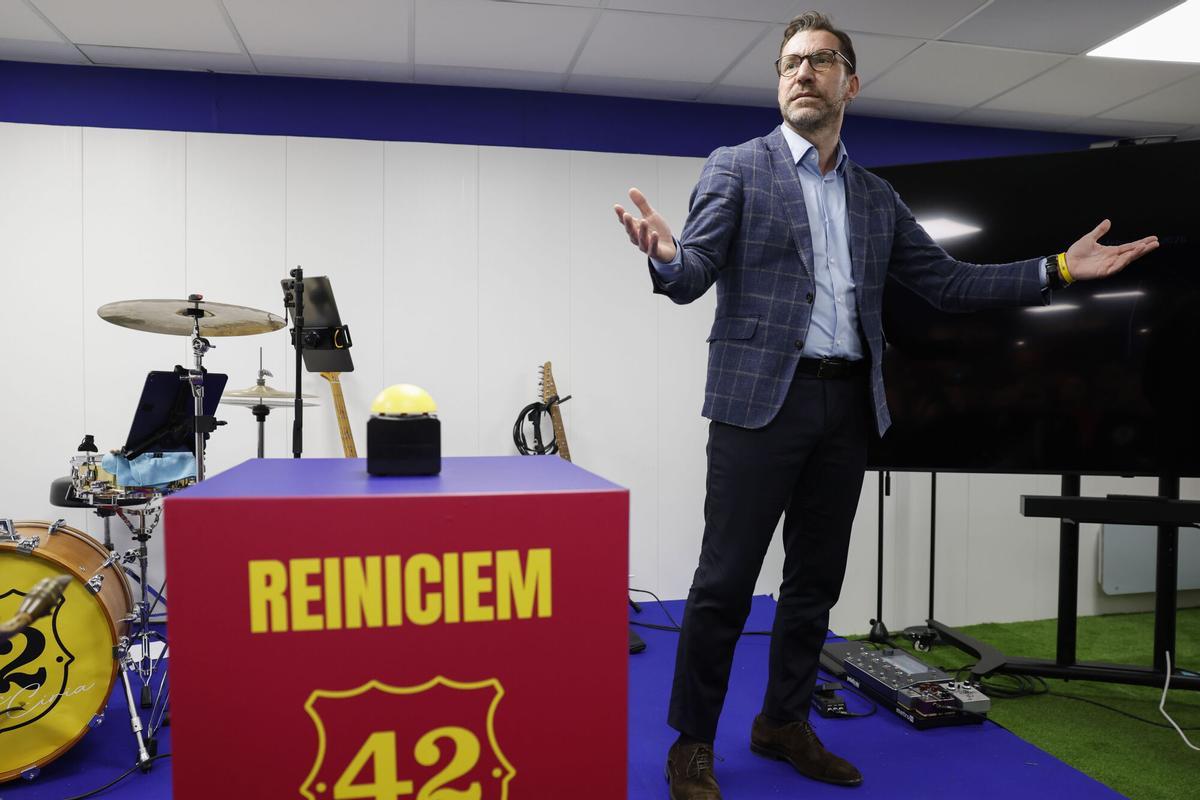 El financiero Marc Ciria, uno de los aspirantes a la presidencia del Barça, en la presentación de su precandidatura.