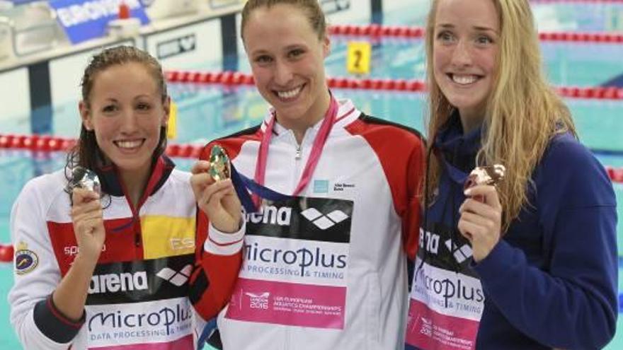 Vall, a la izquierda; Pedersen, oro; y Luthersdottir, bronce.