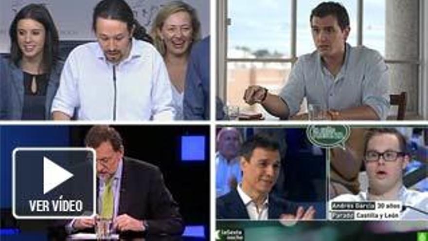 Iglesias, Rivera, Rajoy y Sánchez, en televisión.