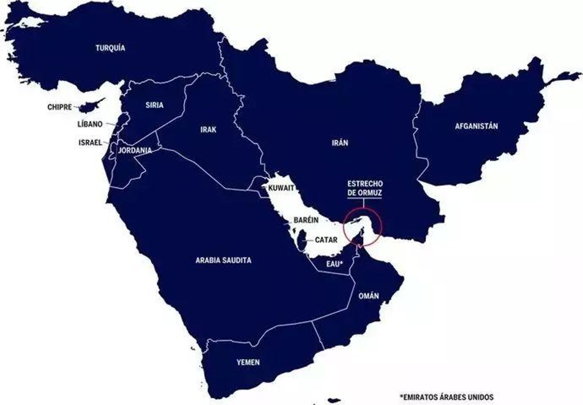 Mapa del estrecho de Ormuz.