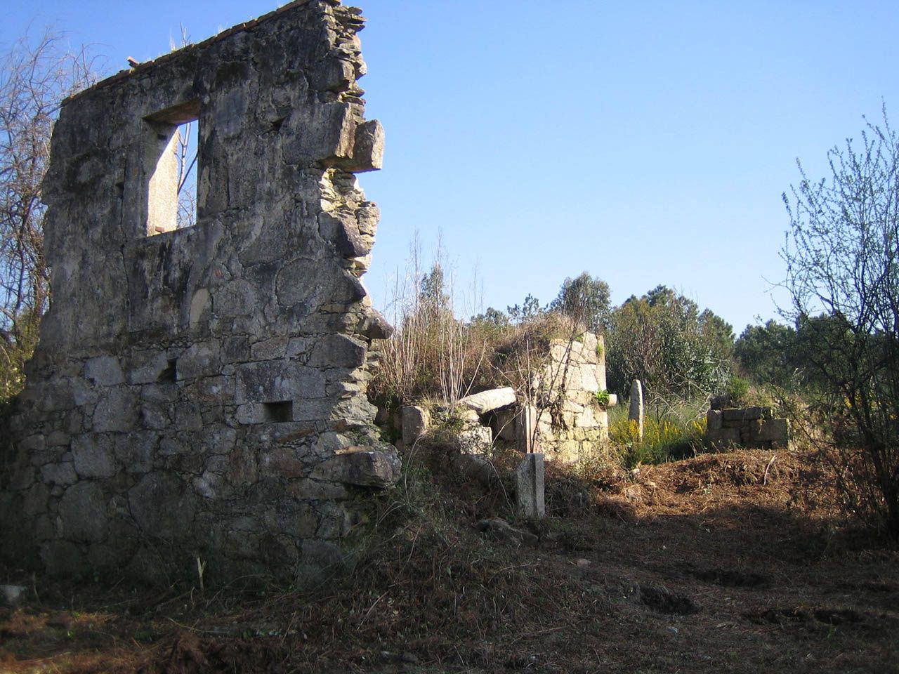 La finca ubicada en una zona de monte de Valença donde se hizo el rastreo y en la que hay una construcción en ruinas