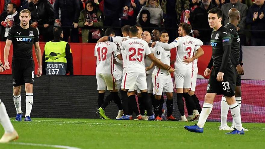 El Sevilla acaba líder tras golear al Krasnodar (3-0)