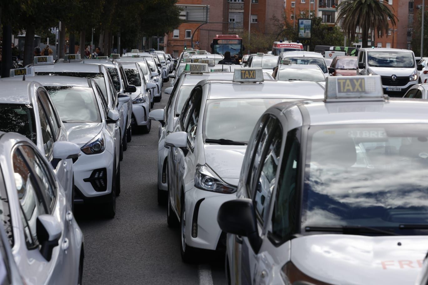 Decenas de taxis protestan por el cambio de regulación horaria