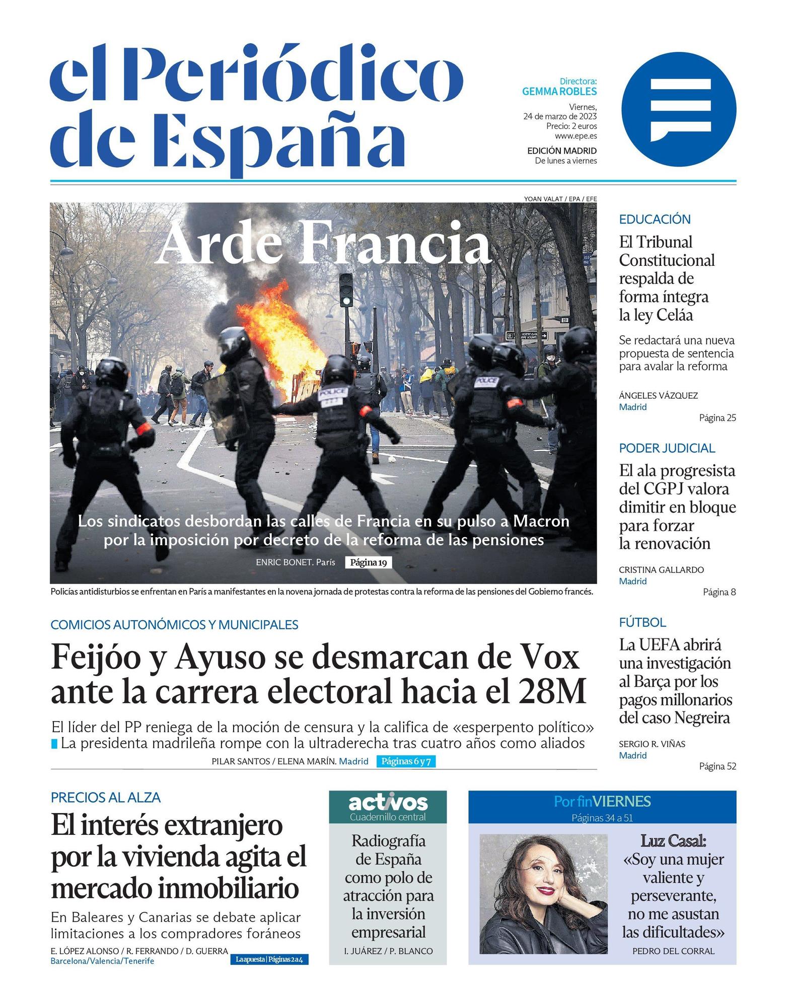 EL PERIÓDICO DE ESPAÑA de hoy viernes 24 de marzo de 2023