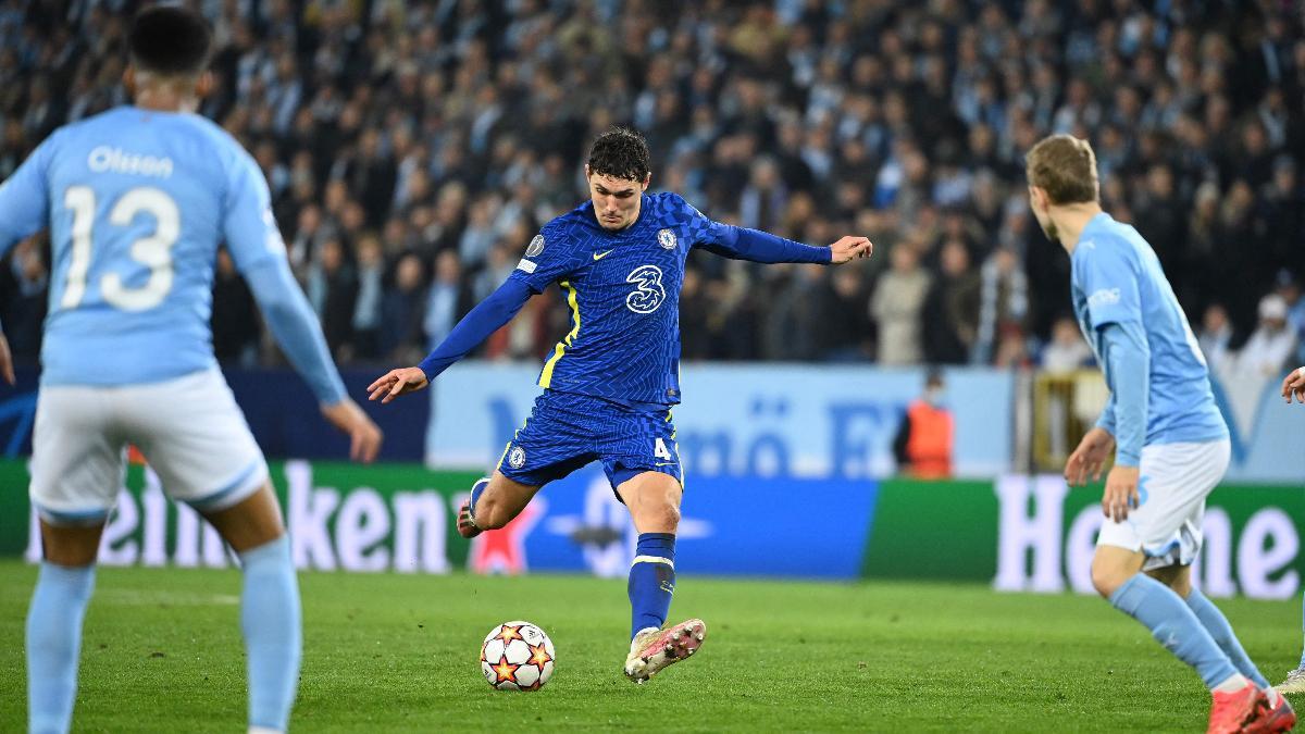 Andreas Christensen, durante un partido de Champions League ante el Malmö