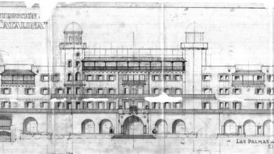 PLANO ORIGINAL DE LA REFORMA PROPUESTA POR MIGUEL MARTÍN FERNÁNDEZ DE LA TORRE PARA EL HOTEL SANTA CATALINA, EN LAS PALMAS DE GRAN CANARIA, REINAUGURADO EN 1951.