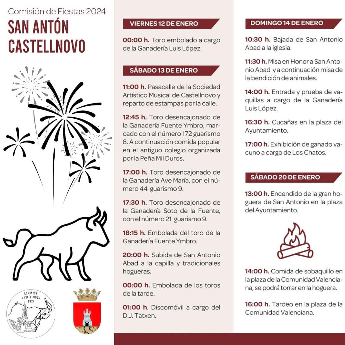 Programa de las fiestas de San Antón de Castellnovo.