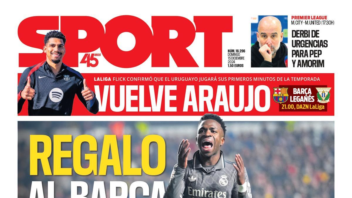 Esta es la portada SPORT de hoy, domingo 15 de diciembre