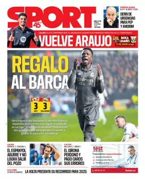 Descarga la portada SPORT de hoy, domingo 15 de diciembre de 2024