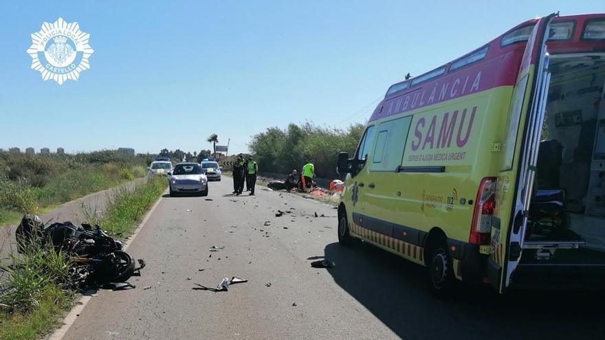 Mueren dos personas tras chocar frontalmente con sus motocicletas en Castelló