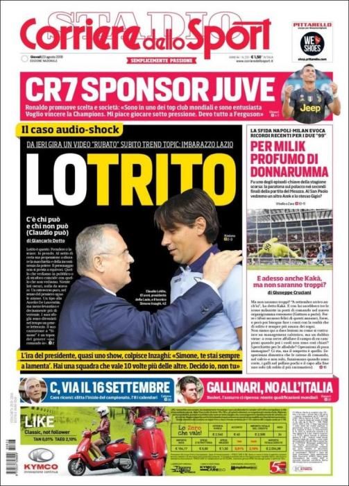 Portadas deportivas jueves 23 de agosto de 2018