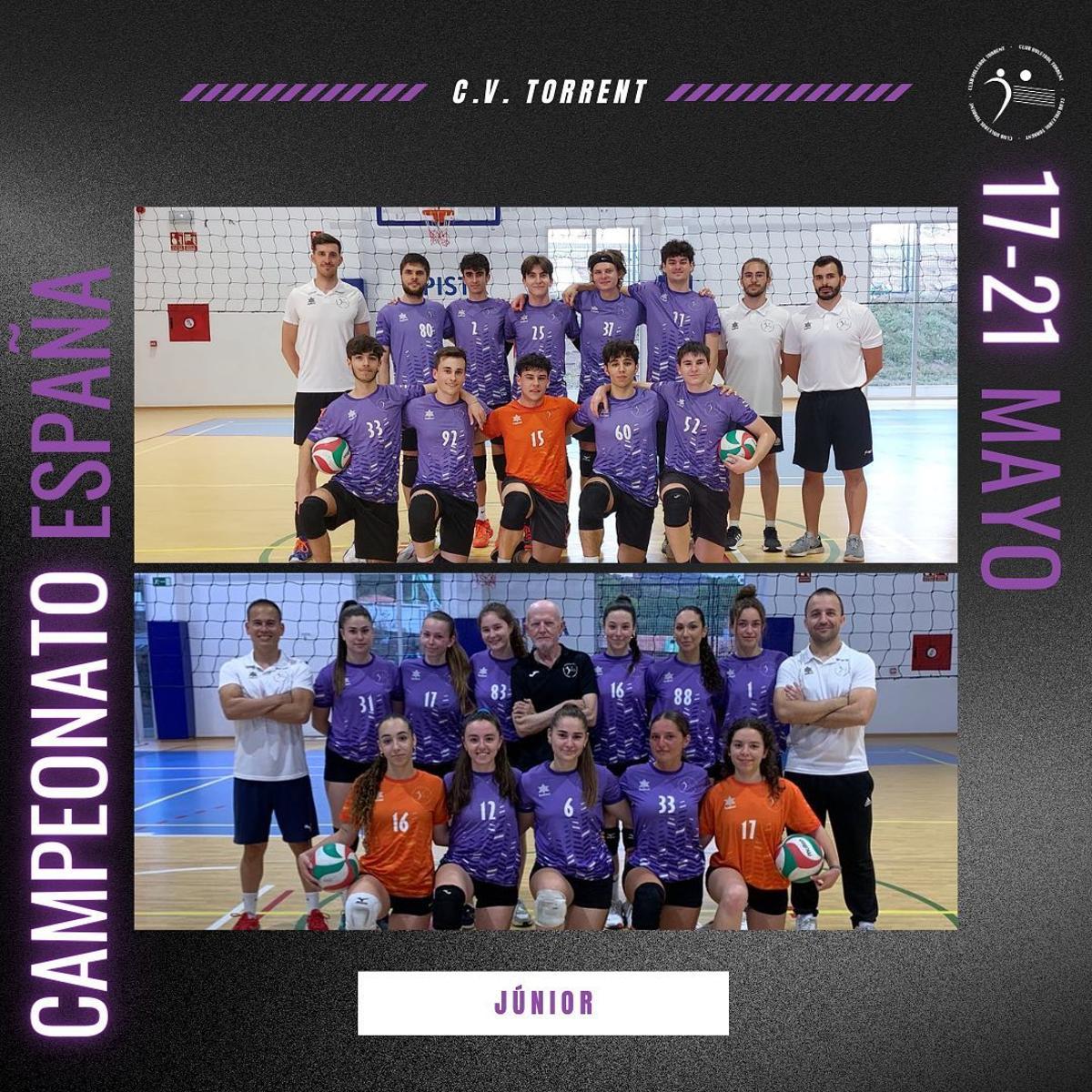 Dos equipos del Club Voleibol Torrent se preparan para el Campeonato de España.